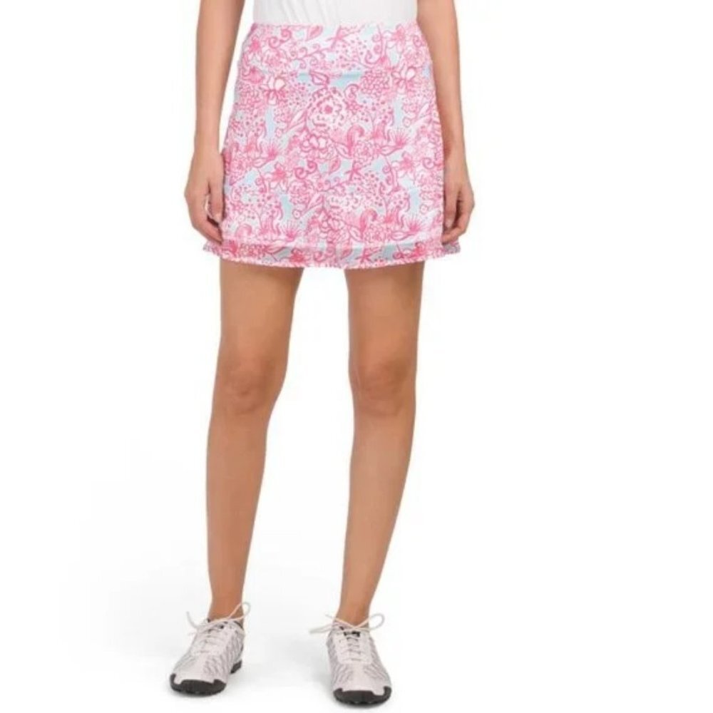 GOTTEX Golf and Tennis Pink Floral Mesh Line Skort